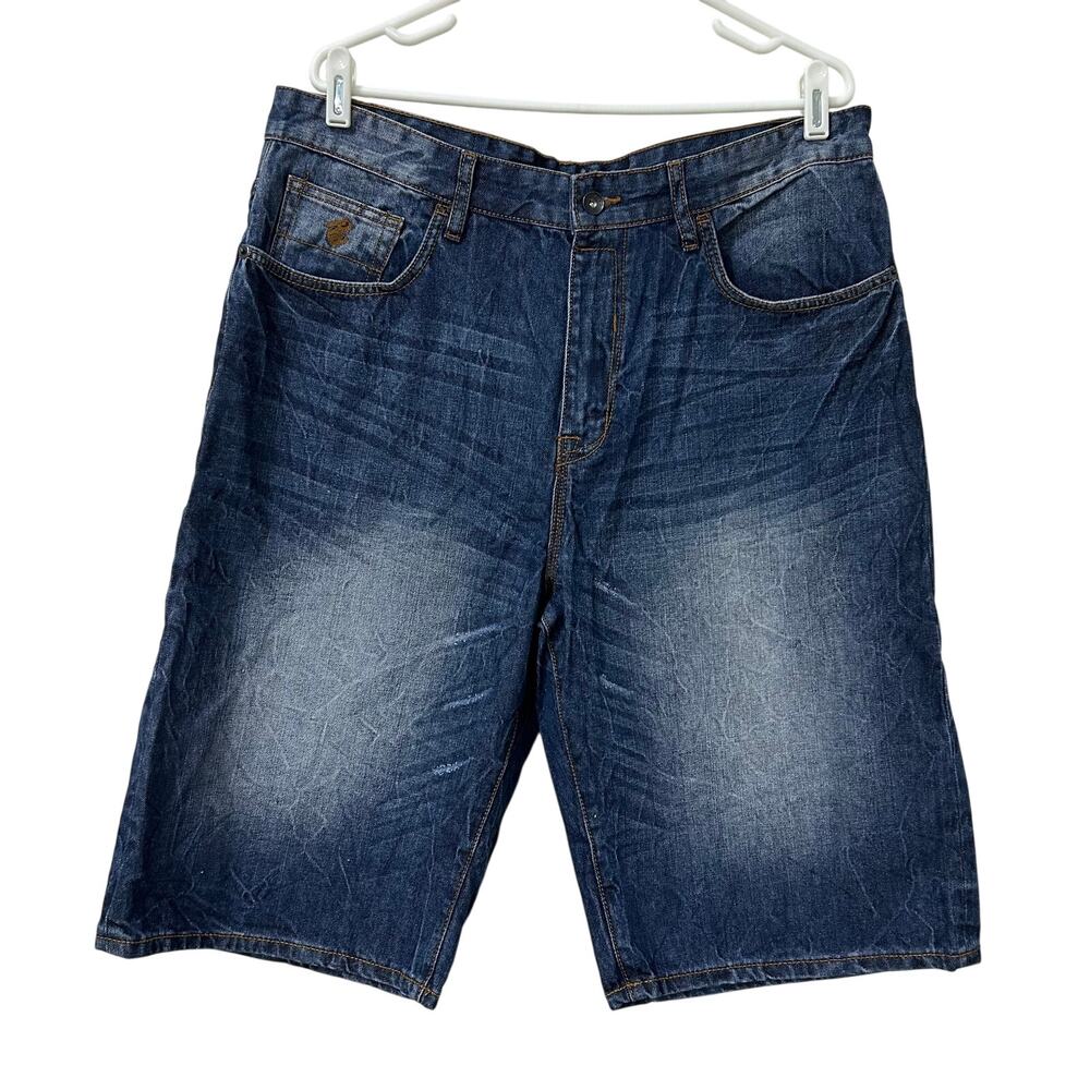 Rocawear Vtg Mens Sz 36 Dark Wash Faded Denim Shorts Baggy Skater Hip Hop Y2K